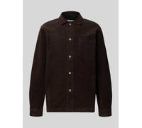 Lindbergh Regular Fit Overshirt mit Kentkragen Modell 'Superflex' in Dunkelbraun, Größe S