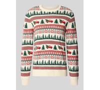 Lindbergh Regular Fit Strickpullover aus Baumwoll-Mix in Offwhite, Größe XXL