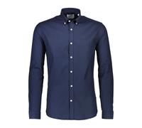 Langarmhemd LINDBERGH, Herren, Gr. L, N-Gr, blau (navy mix), Web, Obermaterial: 97% Baumwolle, 3% Elasthan, unifarben, gerade hüftbedeckend, Rundhals, 2-Knopf-Manschette, Hemden, mit Button-Down-Krage