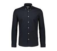 Langarmhemd LINDBERGH, Herren, Gr. L, N-Gr, schwarz, Web, Obermaterial: 97% Baumwolle, 3% Elasthan, unifarben, casual, gerade hüftbedeckend, Rundhals, Langarm 2-Knopf-Manschette, Hemden, mit Button-Do