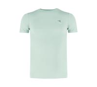 T-Shirt LINDBERGH, Herren, Gr. XXL, dusty aqua, Single Jersey, Obermaterial: 100% Baumwolle, bestickt, unifarben, relaxed fit hüftbedeckend, Rundhals, Shirts T-Shirt, mit Statement-Stickerei auf der B
