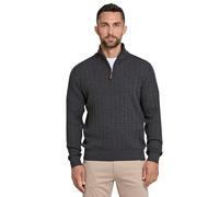 Lindbergh Rollkragenpullover Herren mit Reißverschluss | Strickpullover Zip Herren aus 100% Baumwolle im Zopfmuster | Relaxed Fit mit hohem Kragen & Rippbündchen | Farbe Grau | Größe L