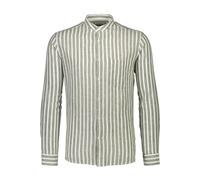 Lindbergh Slim Fit Leinenhemd grün, Gestreift