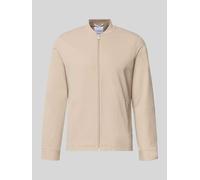 Lindbergh Slim Fit Sweatjacke mit Stehkragen in Sand, Größe M