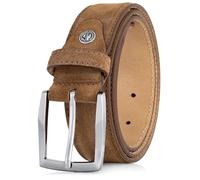 LINDENMANN Gürtel Herren Vollledergürtel aus Veloursleder, 35 mm breit, kürzbar, Ledergürtel, Velours-Gürtel, cognac, Größe/Size:110