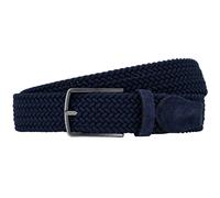 LINDENMANN Herren Flechtgürtel ? Elastischer Stoffgürtel in Dunkelblau ? Stretch Gürtel mit Metallschließe 120