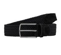 LINDENMANN Herren Flechtgürtel ? Schwarz ? Elastischer Stretchgürtel mit Veloursleder-Details 115
