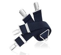 LINDENMANN Hosenträger Herren marine X-Form elastisch und längenverstellbar Made in Germany, Größe/Size:120, Farbe/Color:blau