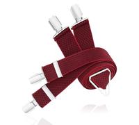 LINDENMANN Hosenträger Herren rot marine X-Form elastisch und längenverstellbar Made in Germany, Größe/Size:110, Farbe/Color:rot