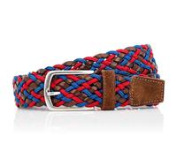 LINDENMANN Premium Gürtel Handmade in EU Flecht-Gürtel Herren 35 mm cognac blau rot, Farbe/Color:braun, Size:100