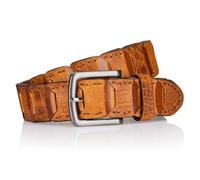 LINDENMANN Premium Gürtel Handmade in EU Patchwork Leder 40 mm cognac, Farbe/Color:braun, Size US/EU:Bundweite 90 cm Gesamtlänge 105 cm W 35.4 L