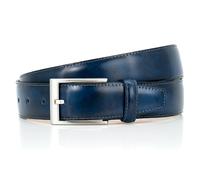 LINDENMANN Premium Handmade Ledergürtel 35 mm breit blau, Size US/EU:Bundweite 90 cm Gesamtlänge 105 cm W 35.4 L