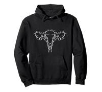 Line-Art-Feministin für Frauen mit floralem Uterus Pullover Hoodie