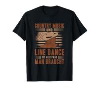 Line Dance u. Linedance Stiefel Geschenkideen T-Shirt: Country Music, Unisex-Erwachsene, Schwarz, Klein, Kurzarm