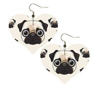 Line Mops-Leder-Ohrringe für Damen, Herz-Ohrringe, leicht, baumelnd, Schmuck, Geschenke