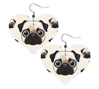 Line Mops-Leder-Ohrringe für Damen, Herz-Ohrringe, leicht, baumelnd, Schmuck, Geschenke