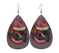Line Rose Snake bedruckte tropfenförmige Leder-Ohrringe | High-End-Design, leichte Luxus-Ohrringe