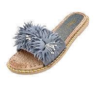Linea Scarpa - Badeschuhe Pisa - Badepantolette für Frauen mit floralem Dekor - fällt klein aus - grau, 40