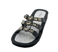 Linea Scarpa - Damen Badeschuhe Thasos - Badepantolette für Frauen mit Glitzer Perlen Dekor - fällt klein aus (schwarz, EU Schuhgrößensystem, Erwachsene, Damen, Numerisch, Schmal, 40)