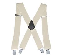 Linemoon Hosenträger für Herren, strapazierfähig, 5,1 cm breit, verstellbar, elastisch, X-Rücken, Elfenbein, Einheitsgröße