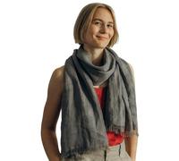 LinenFriday Leichter Sommerschal aus 100% Leinen DUNKELGRAU Leinenschal. Handgefertigt in Europa, Schal aus weicher Leinenstoff, Leinentuchschal Mit Fransen, 70x200cm (27x78inches)