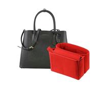 LinerLink Taschen-Organizer für Prada mittelgroße Saffiano-Leder-Doppeltasche (33 x 25 x 14 cm (L x H x T), handgefertigter Tascheneinsatz, 2 mm Filztascheneinsatz, Damen-Handtaschenformer (Beige,