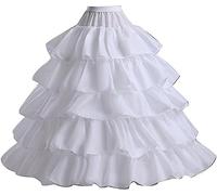 Linghe Weiß Reifrock Brautkleid Lang A-Linie Petticoat Rockabilly Barock Kleid Unterröcke für Hochzeit Ball Quinceanera Kleid (Weiß)