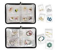 LingLingo Transparentes Schmuck-Aufbewahrungsbuch, Reise-Schmuck-Organizer, Ohrring-Organizer, Armbandhalter für Halskette, Ring, mit Anti-Anlauf-Beuteln, 2 Stück