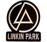 Linkin Park - Konzentrischer Text - Aufnäher zum Aufbügeln, gewebter Stoff Logo (Einheitsgröße) (Schwarz/Beige)