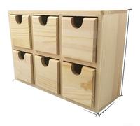 Linnkyfloa Kleine Aufbewahrungsbox aus Holz mit 6 Schubladen und Schiebedeckel, Schreibtisch-Organizer, Heimbüro, Schmuckkoffer aus Naturholz, kompakter Schreibtisch-Zubehörhalter
