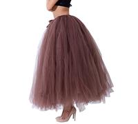 LINNUO Damen Langer Tüllrock Unterrock Petticoat Tüll Mit Bund Maxi Rock Prinzessin Tüll Rock