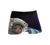 Linomo Herren Boxershorts Astronaut Katze Tier Unterhosen Männer Herren Unterwäsche für Männer