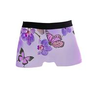 Linomo Herren Boxershorts Blumen Blume Orchidee Schmetterling Unterhosen Männer Herren Unterwäsche für Männer