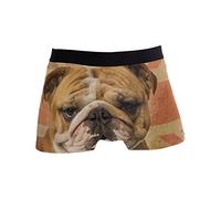 Linomo Herren Boxershorts Jahrgang UK Flagge Hund Französisch Bulldogge Unterhosen Männer Herren Unterwäsche für Männer