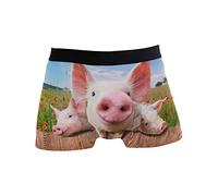 Linomo Herren Boxershorts Süß Lustig Schwein Unterhosen Männer Herren Unterwäsche für Männer