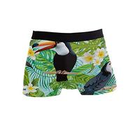 Linomo Herren Boxershorts Tropisch Palme Blätter Tukan Unterhosen Männer Herren Unterwäsche für Männer