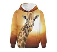Linomo Kinder Kapuzenpullover Tier Giraffe Hoodie Sweatshirt Pullover Hooded Hoody mit Kängurutasche für 4-10 Jahre Jungen Mädchen