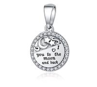 Linorui Charms aus 925er Sterlingsilber, passend fur Pandora-Charm-Armbander, I Love You to The Moon and Back , passend fur Ehefrau, Tochter, Mu