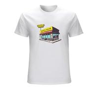 LINQIANBHD Waffle House Illustration Graphic Tee Shirt Short-Sleeve Unisex T-Shirt White XL