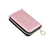 linqin Blush Plain Slim Card Case for On-the-Go Multi-Functional PU Leather 9 Card Slots Travel Essential