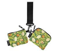 linqin Cute Green Leafs Nuts Damen Dual Wallets Busniess Kartenetuis Dünn Flach Damen Geld Organizer mit Reißverschlusstasche für Damen Herren 2 Stück, Niedliche grüne Blatt-Nüsse, 1 size
