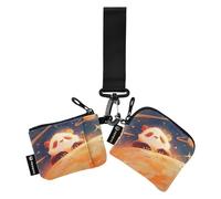 linqin Cute Panda Damen Dual Wallets Busniess Kartenetuis Dünn Flach Reißverschluss Geldbörse Münztasche mit Reißverschluss Münzfach für Damen Mädchen 2 Stück, Panda, 1 size