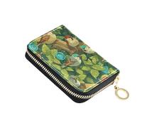 linqin Cute Sparrow Birds Slim Card Case for Travel Essential Multi-Functional Soft Leather 9 Card Slots On The Go