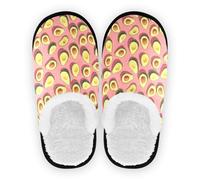 linqin Damen-Hausschuhe, flauschig, Fleece, rutschfeste Sohle, weich, warm, lustig, für Schlafzimmer, Zuhause, Büro, Reisen, Yoga, Größe M, Avocados Hot Pink, Large