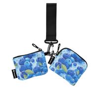 linqin Dunkelblaue Trauben-Damen-Münzgeldbörse, Kartenhalter, kompakte Größe, Kreditkartenetui, Organizer mit Schlüsselanhänger, für Damen und Herren, 2 Stück, Dunkelblaue Trauben, 1 size