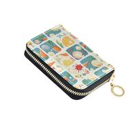 linqin Funny Carrot Seafood Check Slim Kreditkartenetui für Damen, multifunktional, veganes Leder, 2 Münzfächer, für unterwegs