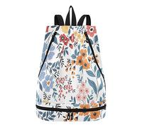 linqin Gym Rucksack Trendy Floral Wasserdicht Strandtasche Nassbeutel für Badeanzug für Damen Herren