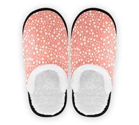 linqin Hausschuhe für Herren und Damen, Korallen-Fleece, rutschfeste Sohle, weiche Hausschuhe, Schlafzimmer, Zuhause, Büro, Reisen, Yoga, Größe M, Pfirsichfarbene Punkte, Large