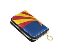 linqin Kartenhalter mit Reißverschluss, Motiv: Arizona, Staatsflagge (USA), Handflächengröße, für den täglichen Gebrauch, multifunktional, weiches Leder, 2 Münzfächer