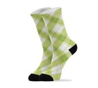 linqin Limettengrüne Buffalo Plaid Checks Crew Socken schwarz Laufen 2er Pack Casual Wicking Damen Crew Socken (1 Paar)